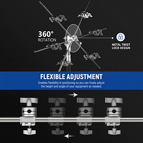 NEEWER Multi Functional Heavy Duty 2.5-inch Grip Head Swivel Head Holder Mounting Adapter for Light Stand, Extension Boom Arm and Other Photographic Equipment with 1/2,1/4,3/8,5/8-inch Mount (Silver) ST-C-NAAP(Silver）