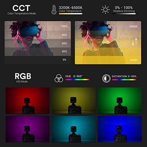 Godox LED6R Magnetic RGB Video Light LED Camera Light w/3 Cold Shoe Mount