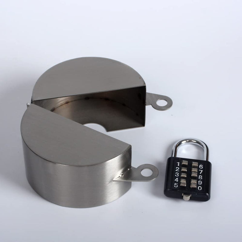 Door Knob Lock Cover ，Without Drilling Doorknob Lock，from Outside Prevents Turning of Door Knob and Access to Keyhole,for Apartment Evictions,Childproof (Stainless Steel with Lock Stainless Steel