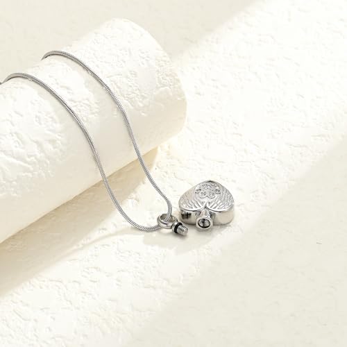 Cremation Jewelry Urn Necklace for Ashes for Pet Dog Paw Print Angel Wing Heart Urn Locket Pendant for Dog/Cat (Silver) Silver