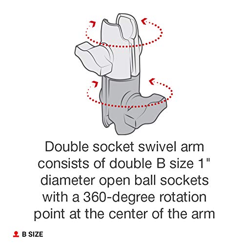 [Australia - AusPower] - RAM Mounts RAP-B-200-12U Composite Double Socket Swivel Arm Compatible with RAM B Size 1" Ball Components 