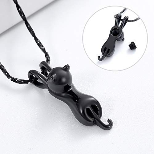 Imrsanl Pet Cremation Jewelry for Ashes Cat Urn Necklace Black