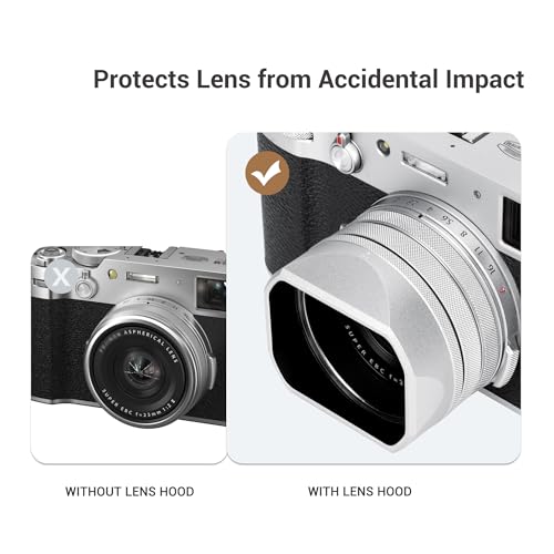 JJC Metal Lens Hood for Fuji Fujifilm X100VI X100V X100 VI V Accessories Silver