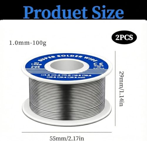 Solder with Flux, Soldering Wire 1 mm 100 g Lead-Free Solder with Rosin Core, Low Temperature Soldering Wire for Electronic Electric Soldering DIY and Repair