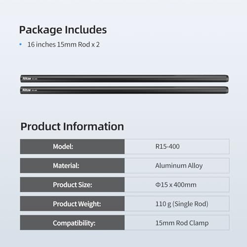 Nitze 16 Inches 15mm Rod (2 Pcs) - R15-400