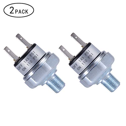 FanWayer automatic air pressure switch, silver, 110–145 PSI, 1/8"-27 NPT, 12V/24V DC
