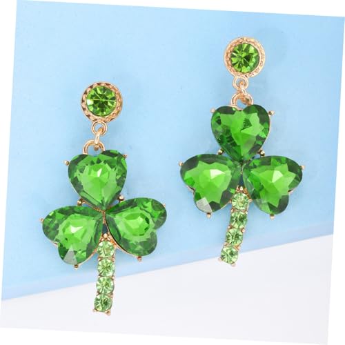 Holibanna St Patrick's Day Earrings Festive Clover Dangle Rhinestone Shamrock Drop Earrings Jewelry for Women Holiday Celebration