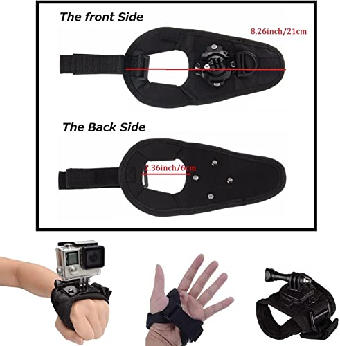 3 in 1 Universal Action Camera Accessories Kit and 360 Degree Rotation Hand Strap Mount Wrist Strap Belt Compatible with Gopro Hero 13 12 11 10 9 8 7 6 5/AKASO EK7000/V50/Brave 7/Dragon Touch Action