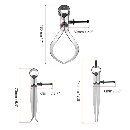 uxcell 3pcs Spring Outside Inside Caliper Divider 6" Stainless Steel