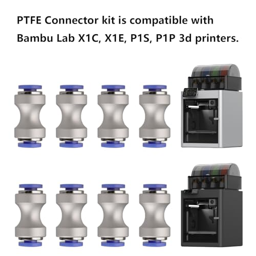 8PCS PTFE Tube Connector for Bambu Lab X1C/P1S/P1P AMS, 3D Ptiner Teflon Tube Pneumatic Joint for Filament Feeding
