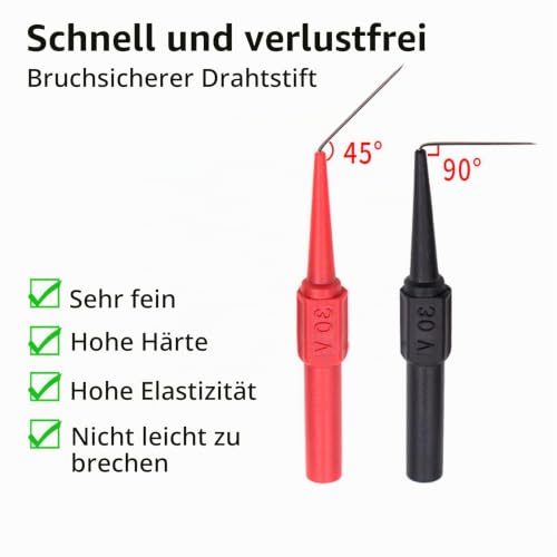 Pack of 10 0.7 mm Measuring Tips for Multimeters, Test Probes B0cxpxqrgt for Professionals (Red/Black)