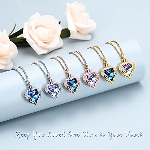 shajwo 2pcs Cremation Jewelry Angel Wing Heart Urn Necklace for Ashes Memorial Keepsake Pendant for Women Men