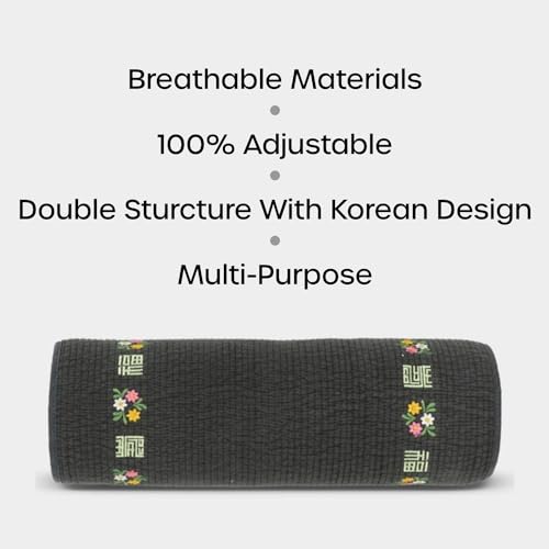 12-inch Korean Buckwheat Cervical Neck Roll — Compact Cypress-Filled Bolster Pillow for Targeted Neck Support (BTS Jungkook's Pick) — Adjustable Firmness, Organic Cotton Cover