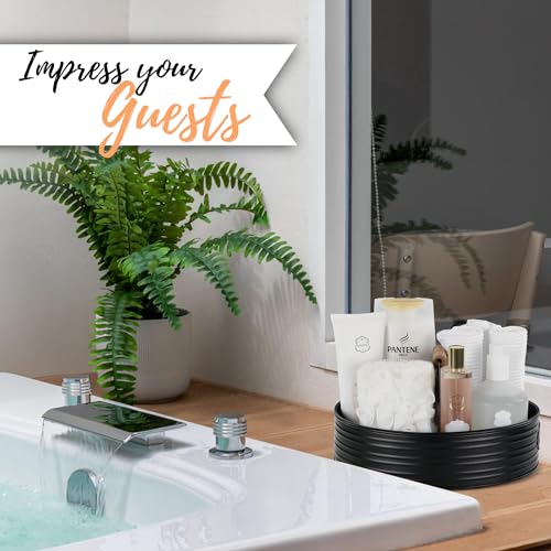 Autumn Alley Rustic Farmhouse Bath Caddy for Shower – Toiletries Countertop Organizer for Bathroom – Industrial Chic Décor – Matte Black Bathroom Accessories (Aged Black), Large