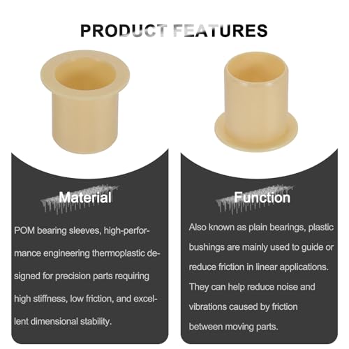 sourcing map 5Pcs Flanged Sleeve Bearing, Plastic Bushing ID 15mm x OD 17mm x Length 20mm POM Bushing, Yellow 5