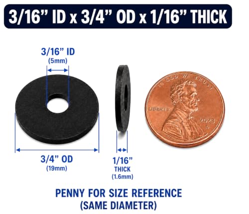 Generic EPDM rubber flat washers, 3/16-inch ID x 3/4-inch OD, 25-pack for electrical isolation and vibration dampening