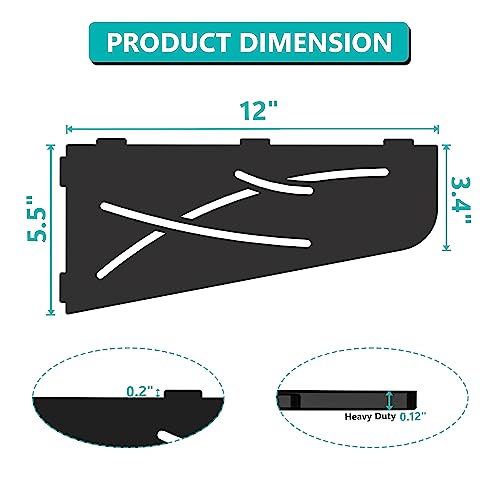 Qeke Shower Corner Shelf 304 Stainless Steel 12" Corner Shelf Bathroom Shampoo Holder for Shower Floating Corner Shelf for Wall, No Drilling, Matte Black 1 Pack