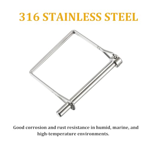 TINGZHIGO pack of 4 square wire lock pins, 1/2 x 3-9/16 inch stainless steel trailer coupler pins