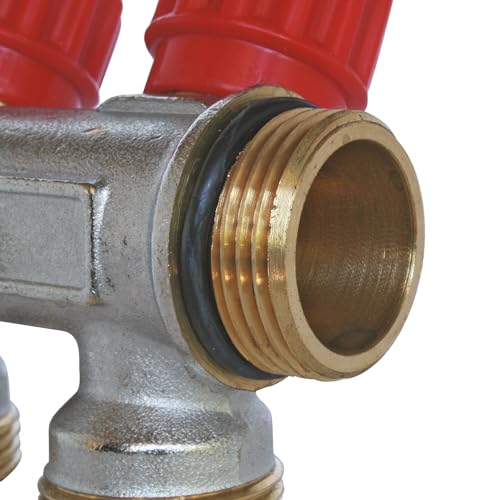 SOMATHERM FOR YOU - Sanitary Collector, Nickel-Plated Brass, Male-Female 20/27, Self-Sealing and Aligned, 2 Branches with Valve Shut-Off Valve Equipped in 3/4 Times Ek