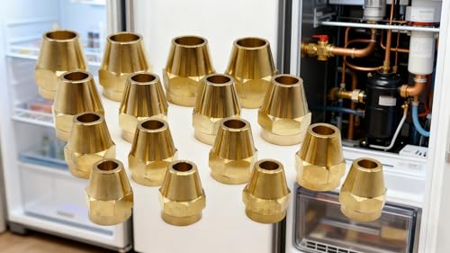 16-pack brass short flare nuts for 1/4 to 1/2 inch SAE tube fittings, copper and aluminum tubing connections