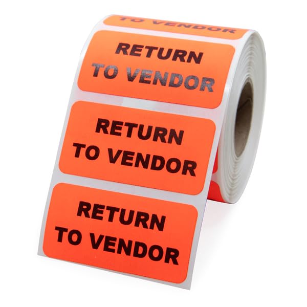Return to Vendor Inventory Labels – 2" x 1", 500 Labels per Roll, Fluorescent Red, Permanent Adhesive - Warehouse, Quality Control & Retail Return Labels | LabelValue