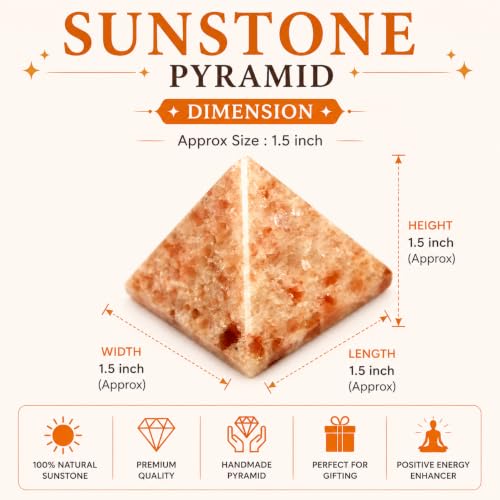 Jet Sunstone Pyramid – Natural Healing Crystal Pyramid for Energy, Confidence, Prosperity, Meditation & Vastu Approx 1.5-2 inch