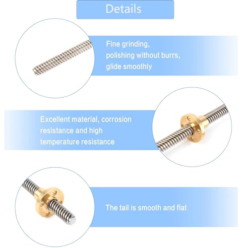 TA-VIGOR T8 Threaded Rod Lead Screws 1Pcs M8 x 500mm with Nuts, 4 Lead 1 500mm, 4 Lead