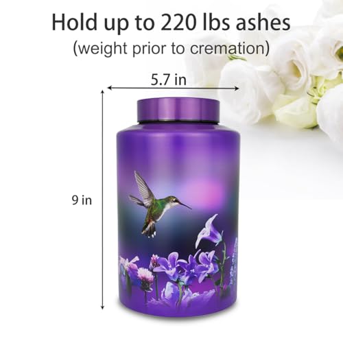 Large Cremation Urns for Adult Human Ashes, Hummingbird Pattern Large 220 lbs