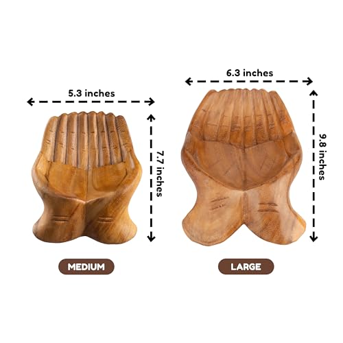 Wooden Hands Bowl, Crystal Display, Rock Display, Natural, Large L