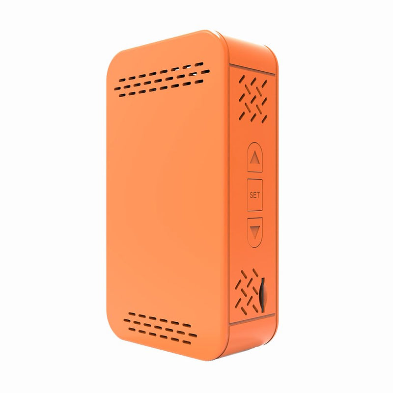 [Australia - AusPower] - 7-in-1 Portable Oxygen Monitor, Environmental O2 Monitor with Air Pressure, Temperature, Humidity, Stopwatch Rechargeable 3000mAh Battery, SD Card Data Logging Device for Hiking, Camping & Outdoor Use Orange 