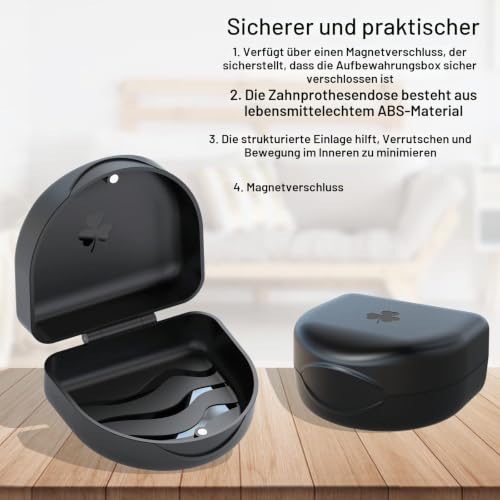 Argomax Braces Box with Magnetic Closure, KFO Box for Dental Splint | KFO Box for Dental Splint, Grinding Splint, Aligner, Prostheses and Mouth Guard; Compact Travel Case Black