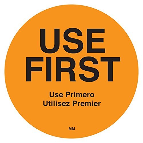 [Australia - AusPower] - DayMark Safety Systems IT114815 "USE FIRST" Trilingual Removable Label, 2" Orange Roll of 500 2" Diameter 