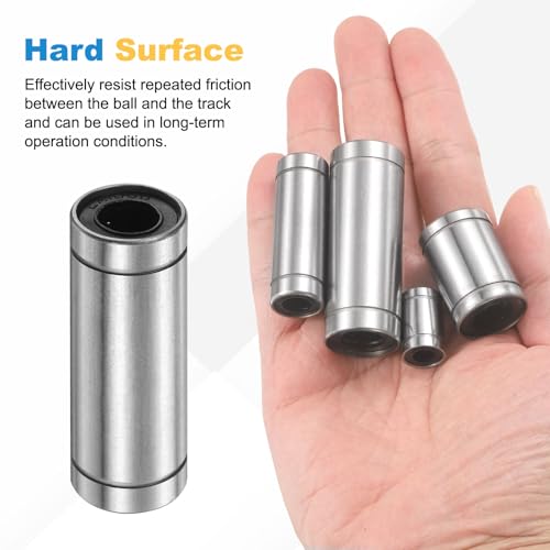 sourcing map 4Pcs LM10LUU Linear Ball Bearings, 10mm Bore Dia, 19mm OD, 55mm Length Double Side Rubber Seal Linear Motion Bearing for 3D Printer CNC Machine Applications, ABEC3 10mm x 19mm x 55mm 4