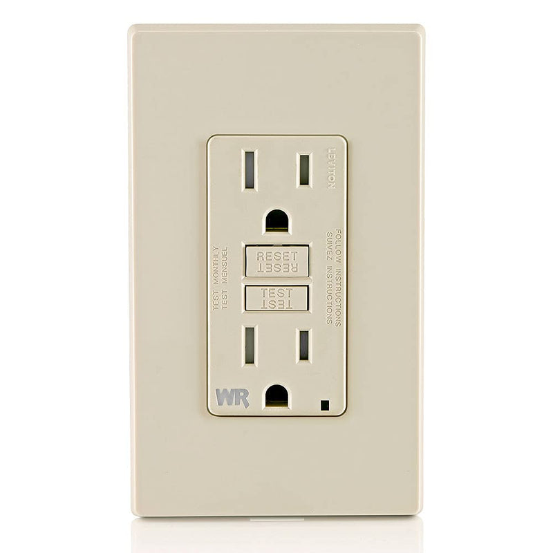 [Australia - AusPower] - Leviton Weather-Resistant Outlet, 15 Amp, Self Test, Tamper-Resistant with LED Indicator Light, Outdoor Locations, GFCI, Light Almond 