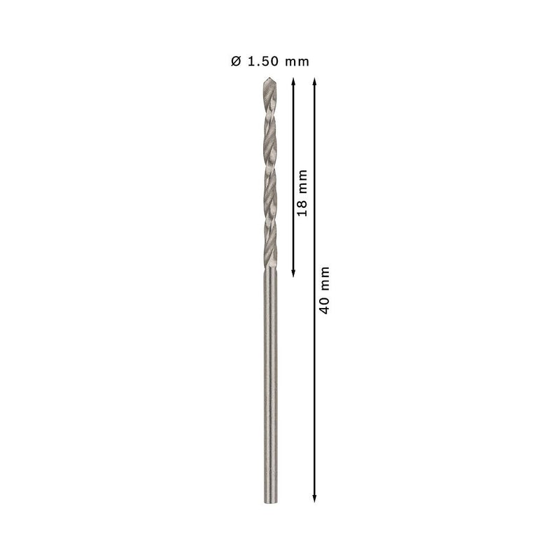 Bosch Professional 10x HSS-G Metallbohrer (für Metall, Ø 1,5 mm, Robust Line, Zubehör Bohrmaschine) Ø 1.50 mm