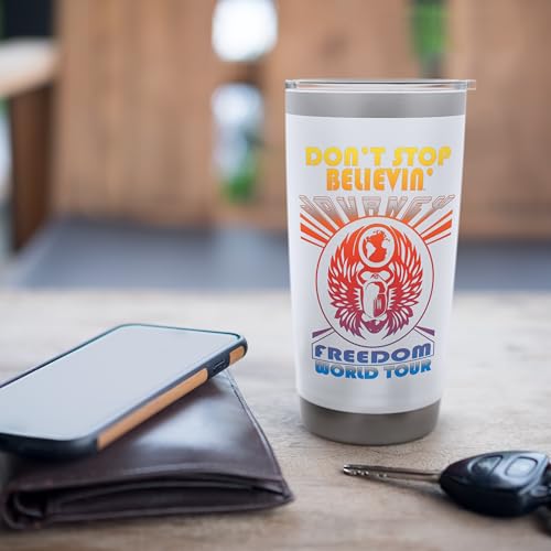 Journey Official Don't Stop Believin' Stainless Steel Insulated Tumbler White 20 Ounces