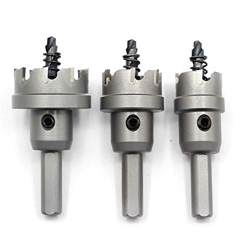 Hole Saw Set 3pcs JESTUOUS 3/8 Inch Shank Diameter 7/8 1-1/8 1-3/8 Cutting Dia TCT Carbide Tipped Tooth Drill Bit for Stainless Steel Metal Wood