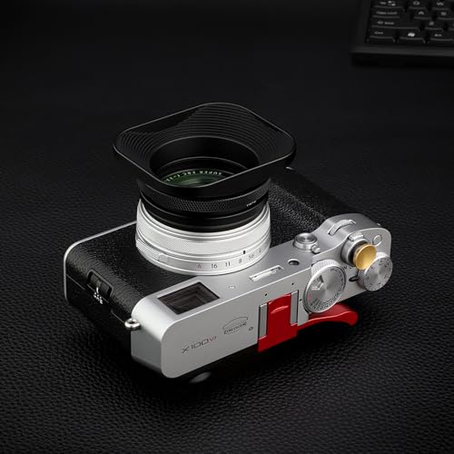 Haoge LH-E3T Square Metal Lens Hood with 49mm Adapter Ring with Cap for Fujifilm Fuji FinePix X100 X100S X100T X70 X100F X100V Camera Replaces Fujifilm LH-X100 AR-X100 LH-X70 Black