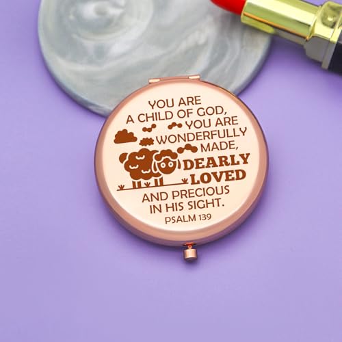 Inspirational Christian Gift for Women Pocket Makeup Mirror for Her Christian Baptism Gifts Religious Bible Gifts for Women Best Friend Sister Daughter Granddaughter Compact Makeup Mirror Psalm 139