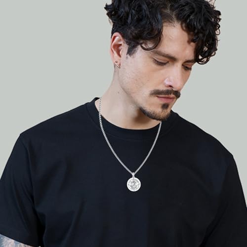St Christopher Necklace for Men, St Christopher/Jesus Necklace 925 Sterling Silver Antiqued Religious Pendant Men Necklaces Talisman Jewellery Christening Graduation Gifts 03-St Christopher