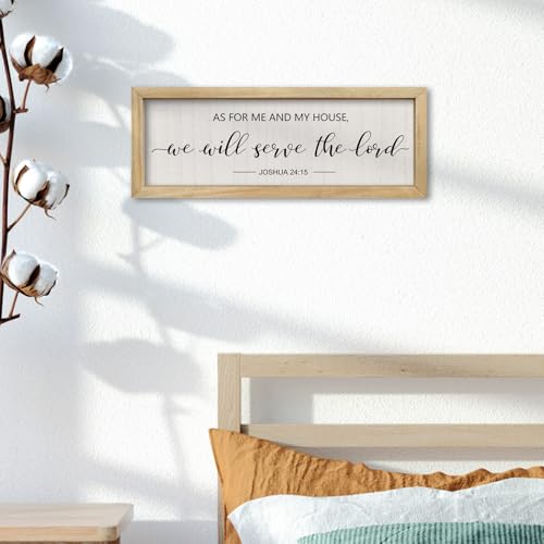 comurdyo As For Me And My House We Will Serve The Lord Sign 16"×6" Wood 16"L x 6"W Bible Verse Wall Decor （Wood)