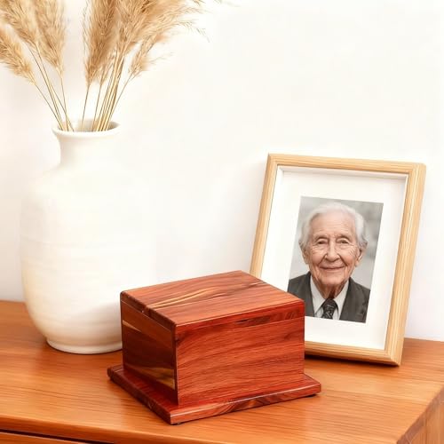 Small Cremation Wooden Urn for Human Ashes, Holds 38 Cubic Inches