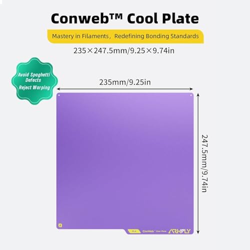 3D Printer Platform 235×235mm Phaetus Conweb Cool Build Plate for Adventuer 5M/ 5M Pro/AD5X: Dual Sided Smooth Fine Texture Spring Steel Sheet Keep Printing 720H Saving Energy 42kwh Purple