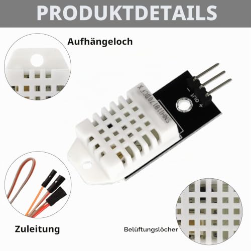 Pack of 8 DHT Temperature Sensor 22/2302 and Humidity Sensor with Board and Cable 3.3-5.5V DHT Temperature Sensor Compatible with Arduino, Sensor 22 Digital Temperature and Humidity Sensor