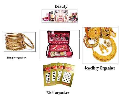 atorakushon Jewelry Travel Organizer Case Transparent Storage Zipper Locker Box Pouch for Necklaces Earrings Rings Bracelets Maroon