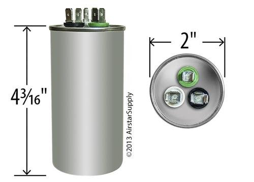 AmRad USA2227 35 + 5 uf MFD 370 Volt VAC - Amrad Round Dual Run Capacitor Upgrade