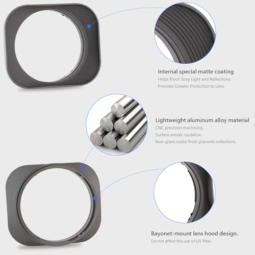 Haoge LH-S245G Metal Bayonet Square Lens Hood for Sony FE 40mm F2.5 G FE 50mm F2.5 G FE 24mm F2.8 G Lens, RX1RIII RX1R RX1RII rx1m2 rx1 R iii m3 Camera Shade with Cap on Sony A7CII A7R4 5