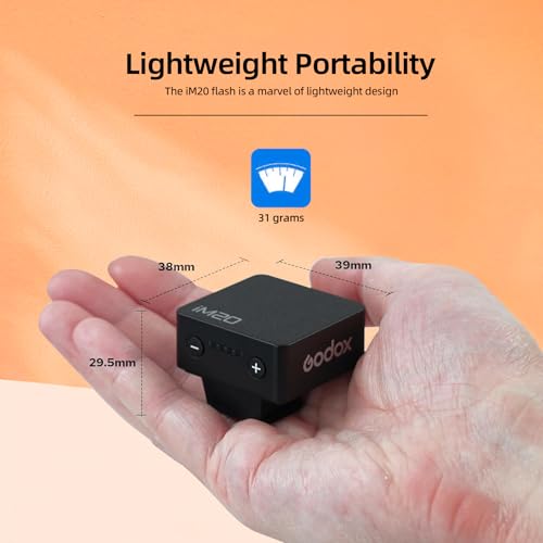 Godox Flash iM20 Mini Camera Flash - GN10/470 mAh/Type-c Charge/440 Full-Power Flashes/3s Recycle Times/5 Power Levels/Manual, Camera Flash for Sony zve10/Sony zv1/Sony a7iii/Fujifilm f1 etc. S