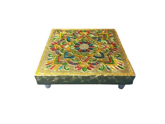 Worship House Wood/Meena Chauki/Patla/Pooja bajot/moti bajot/chorang/Gift Article/puja Item (15 x 15cm) 6 INCHES Choki 6*6 "