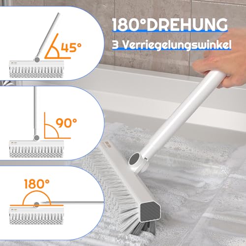 YIGAARUI Floor Scrub Brush with Long Handle,Wood grain floor brush Indoor/Outdoor Push Broom Stiff Bristles，Heavy Duty Stiff Bristle Floor Brush for Cleaning Bathroom, Shower Wall, Patio, Garage